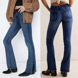 NEW Free People We The Free Level Up Split Flare Bootcut Blue Jeans Women’s 31